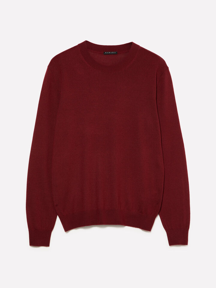 Maglia rosso granato in misto lana - maglie girocollo da uomo - Bordeaux | Sisley image number 1